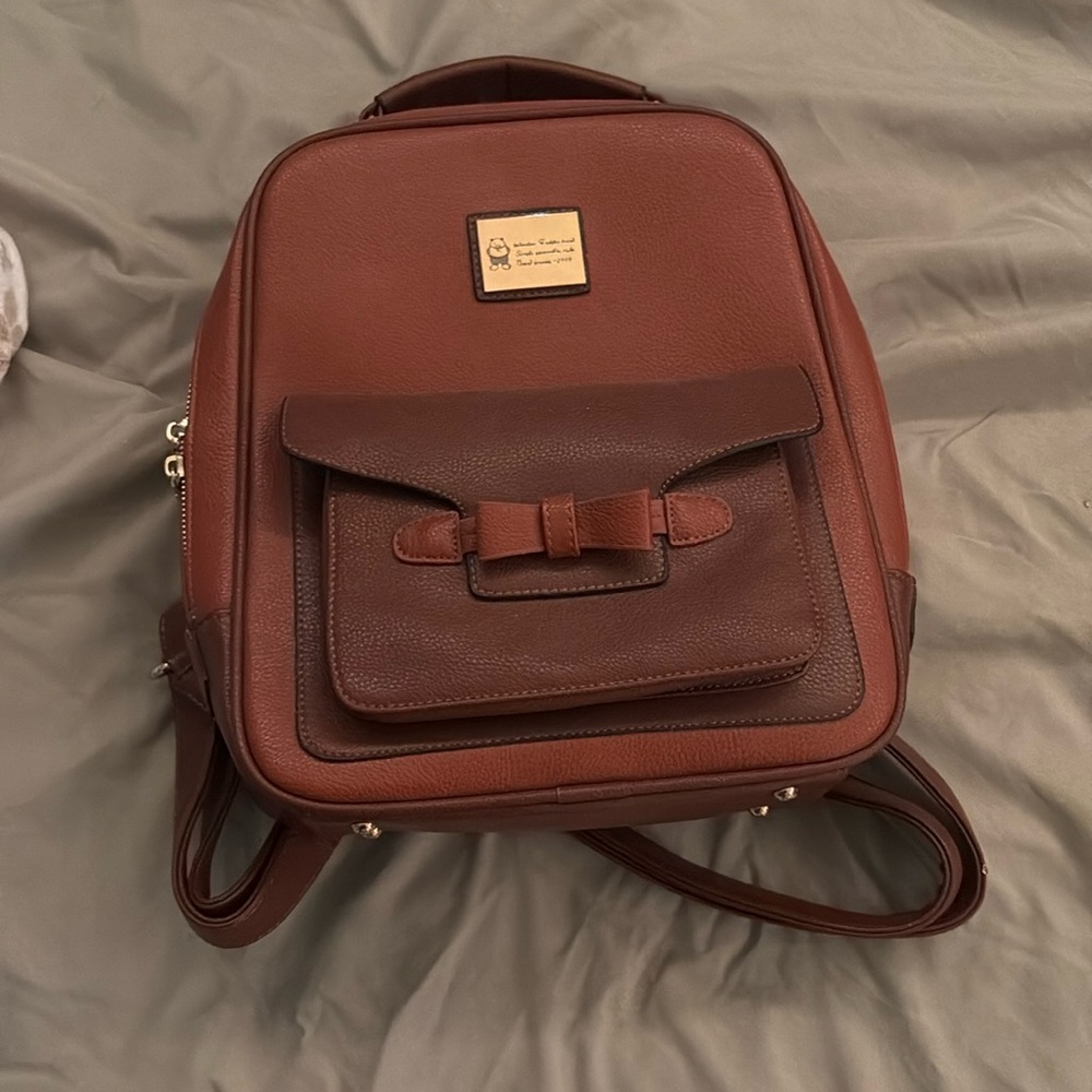 Cute faux leather bear backpack